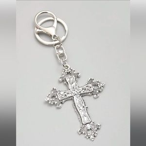 FLORAL DETAIL CROSS BAG CHARM/KEYCHAIN